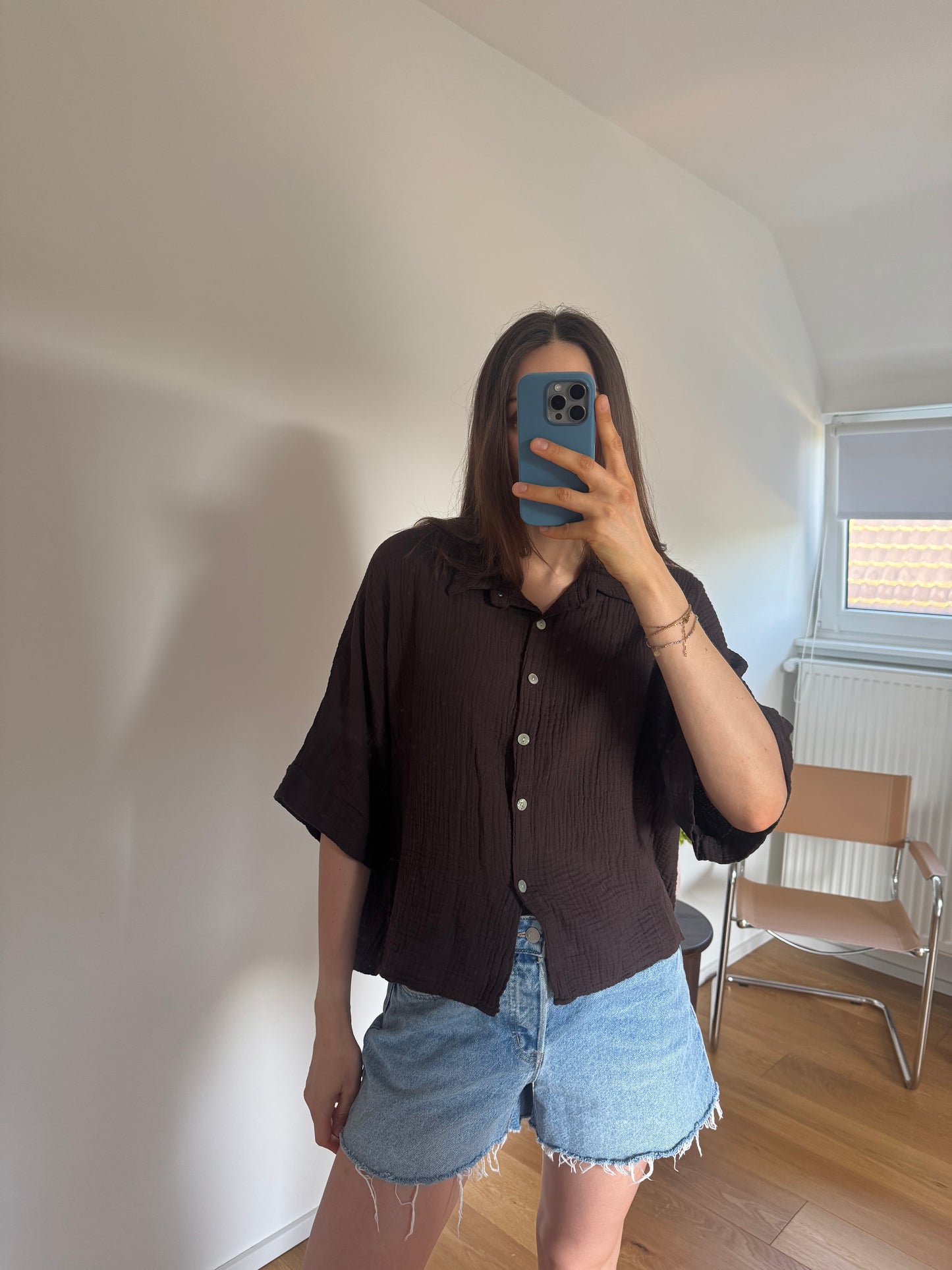 MUSSELINBLUSE KURZARM