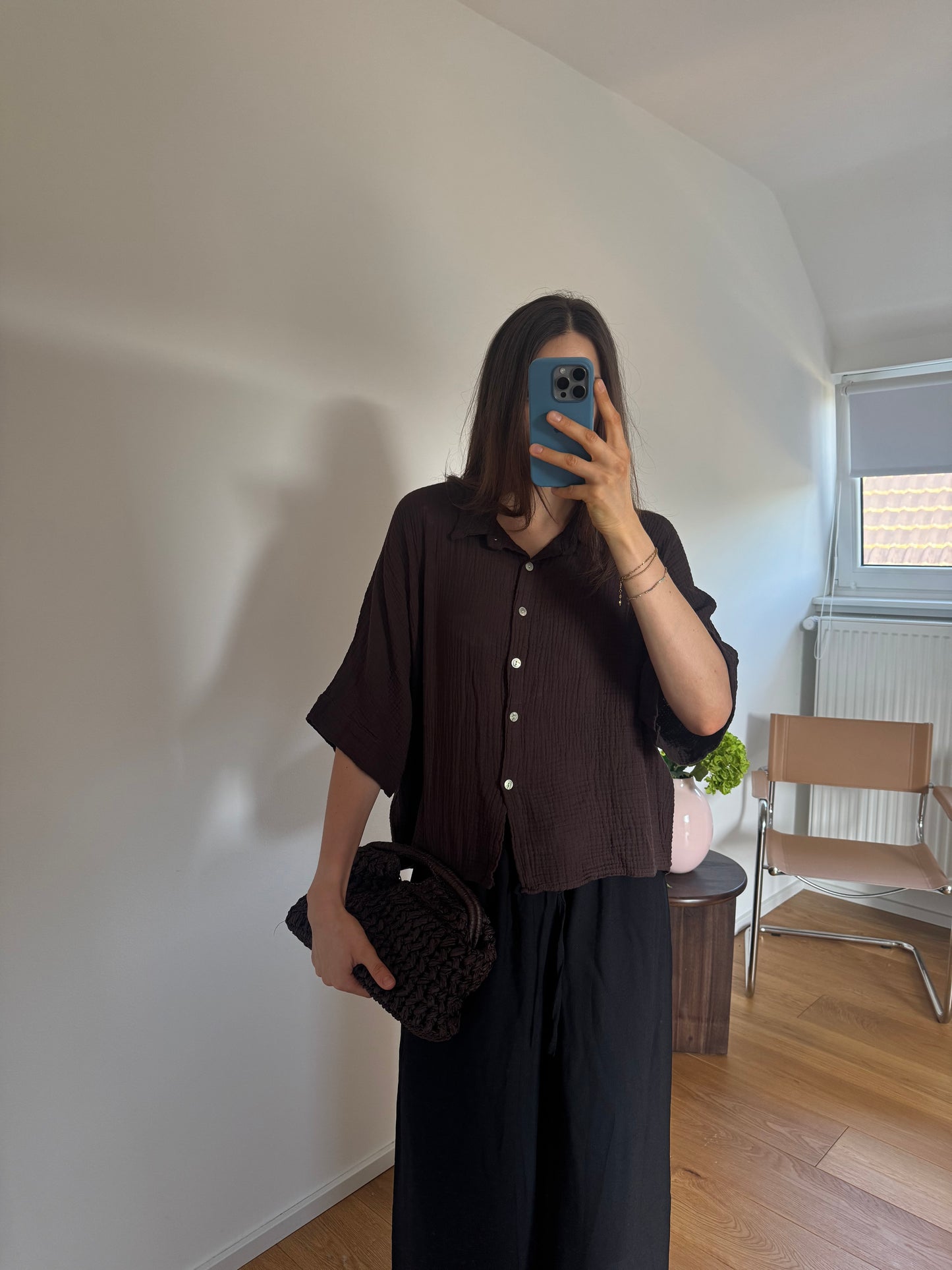 MUSSELINBLUSE KURZARM