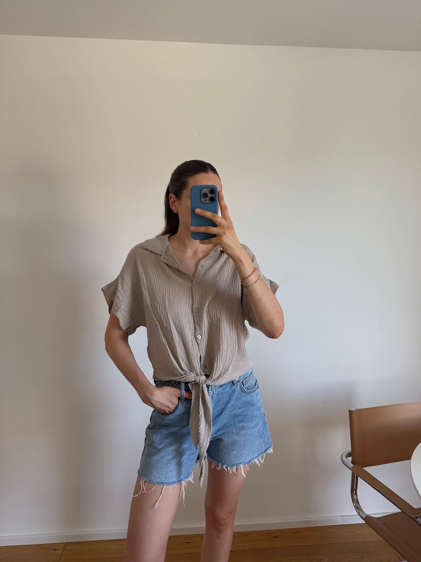 MUSSELIN BLUSE BEIGE