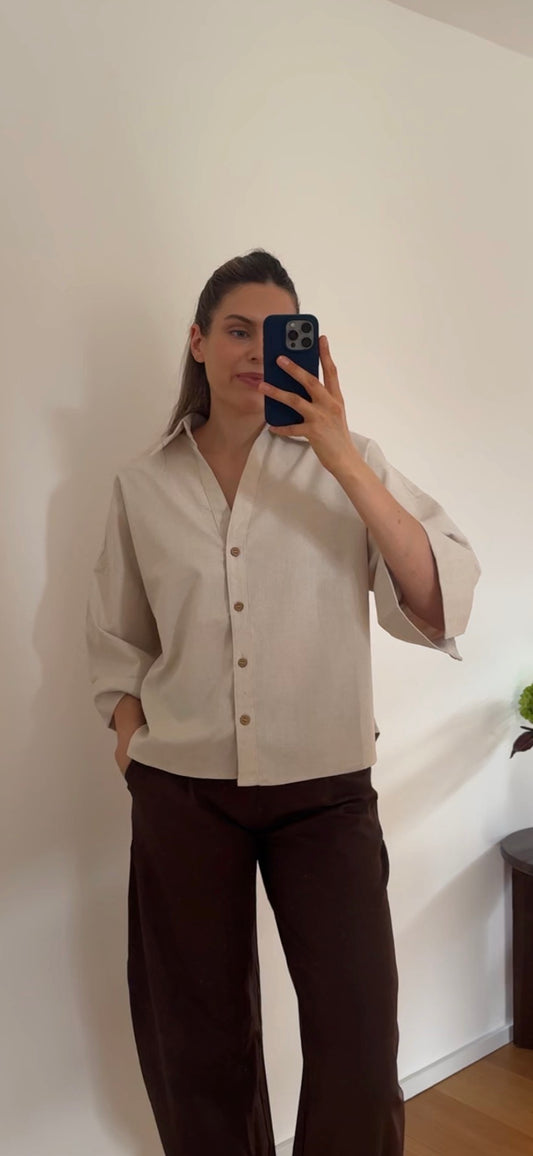 BLUSE BAUMWOLLE/LEINEN