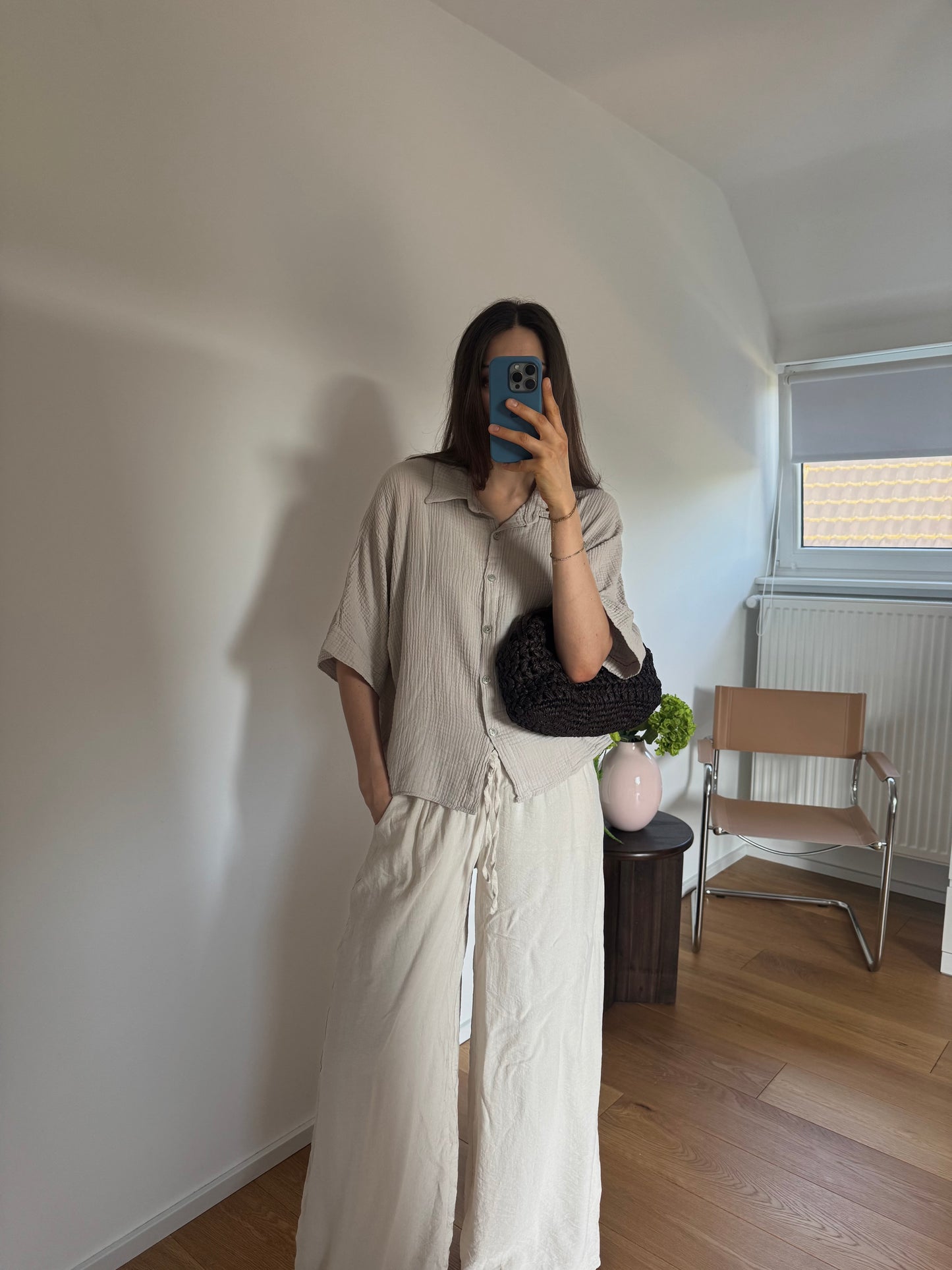 MUSSELINBLUSE KURZARM