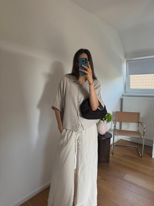 MUSSELINBLUSE KURZARM