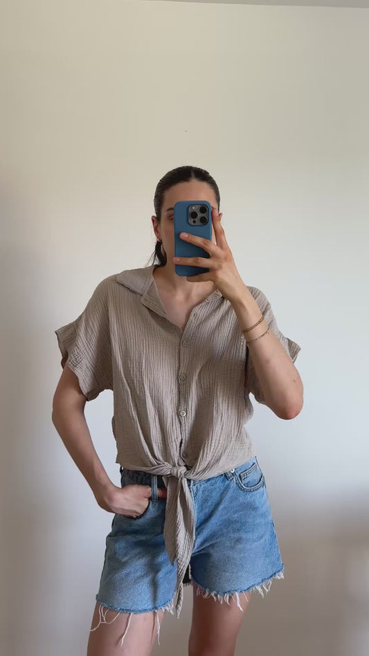 MUSSELIN BLUSE BEIGE